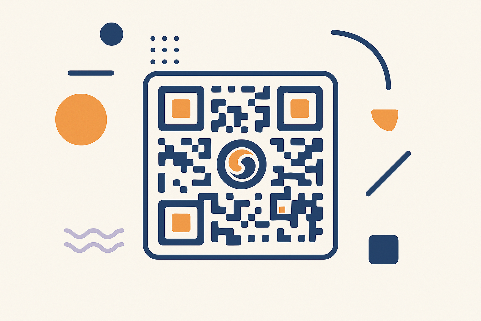 Representación gráfica de un código QR personalizado con elementos visuales de marca