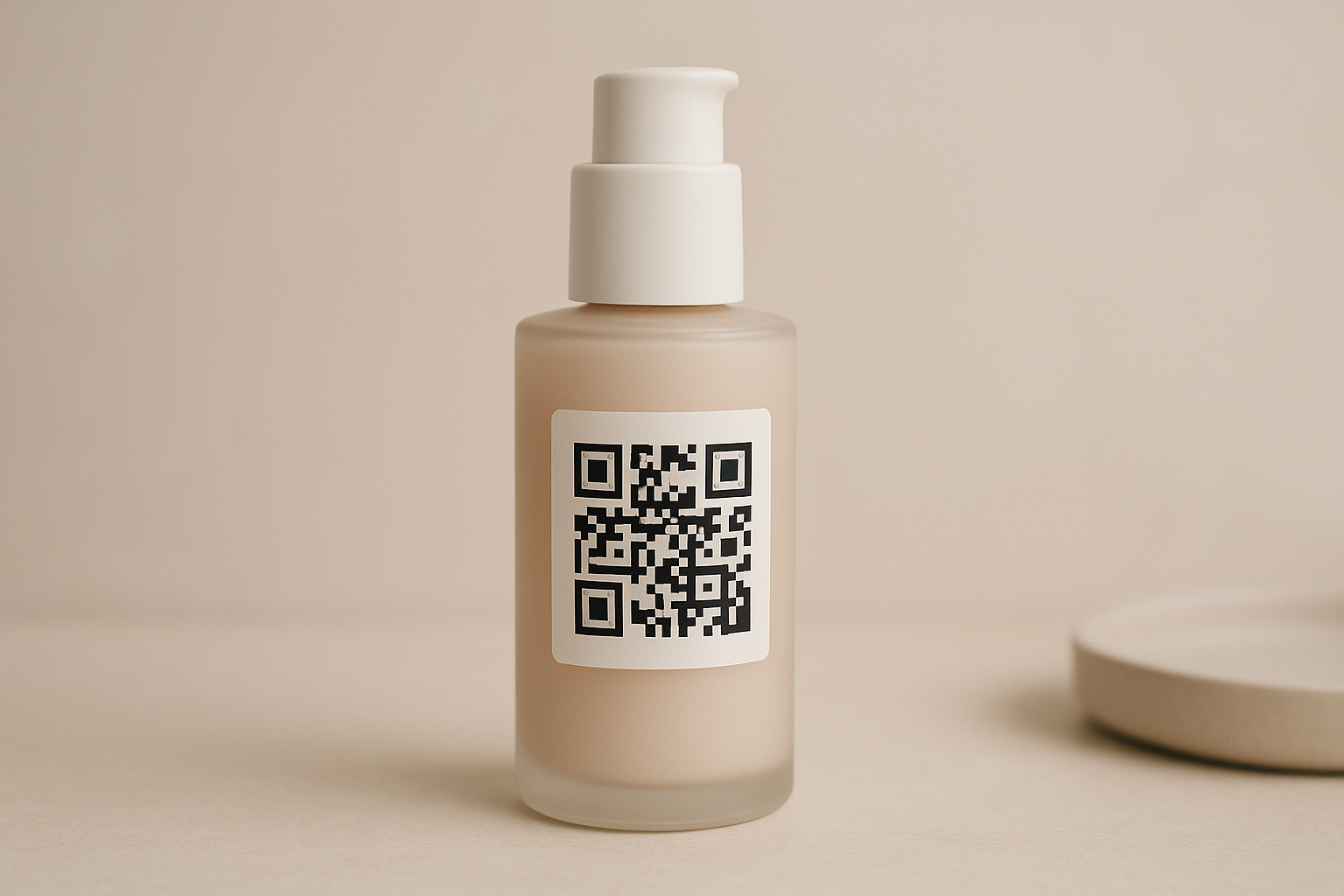Código QR integrado en el envase de un producto cosmético