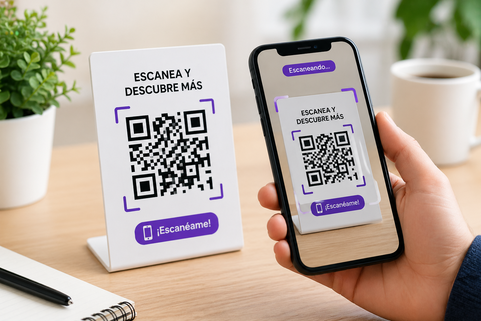 Ejemplo de código QR escaneado desde un celular